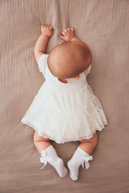 Whimsical Blooms Embroidered Mesh Bodysuit Dress